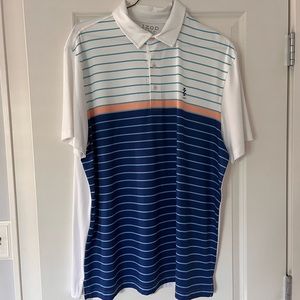 IZOD Stripped Blue and White Golf Polo